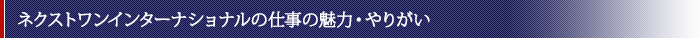 ネクストワンインターナショナルの仕事の魅力・やりがい